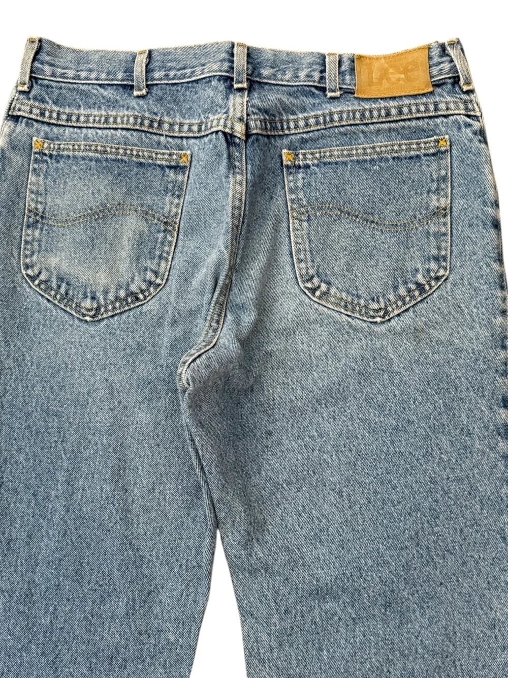 Vintage Lee USA Union Made Straight Leg Jeans 34x34 Fits 32x32 Medium Blue Wash - Picture 7 of 15
